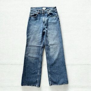 H&M Wide Leg High Rise Jeans Blue Stretch Denim Fits Womens 4 (Tag 6) Worn Twice